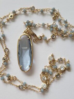 Henri Bendel Rose Cut Lt Blue Pendant